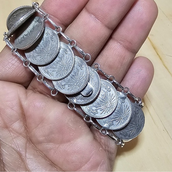 Mexico 20 Centavos .720 Silver Coin Bracelet 20 Coins Measures 8 In Weighs 71g - Picture 4 of 9